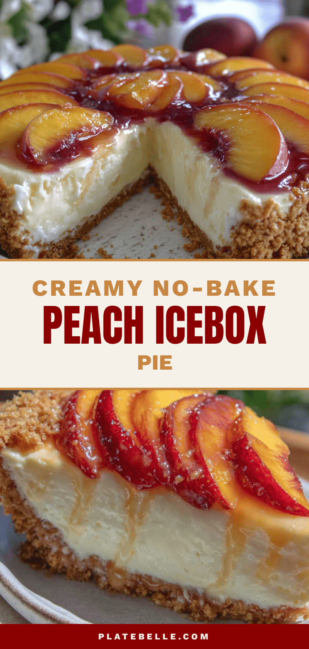 creamy no-bake peach icebox pie recipe
