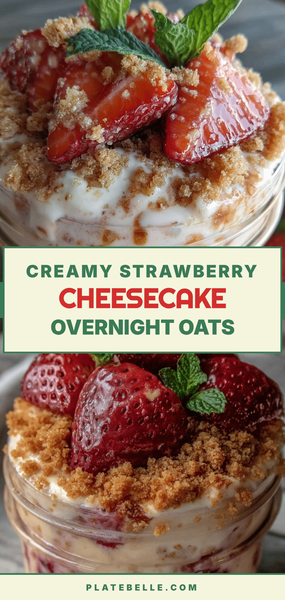 creamy strawberry cheesecake overnight oats recipe