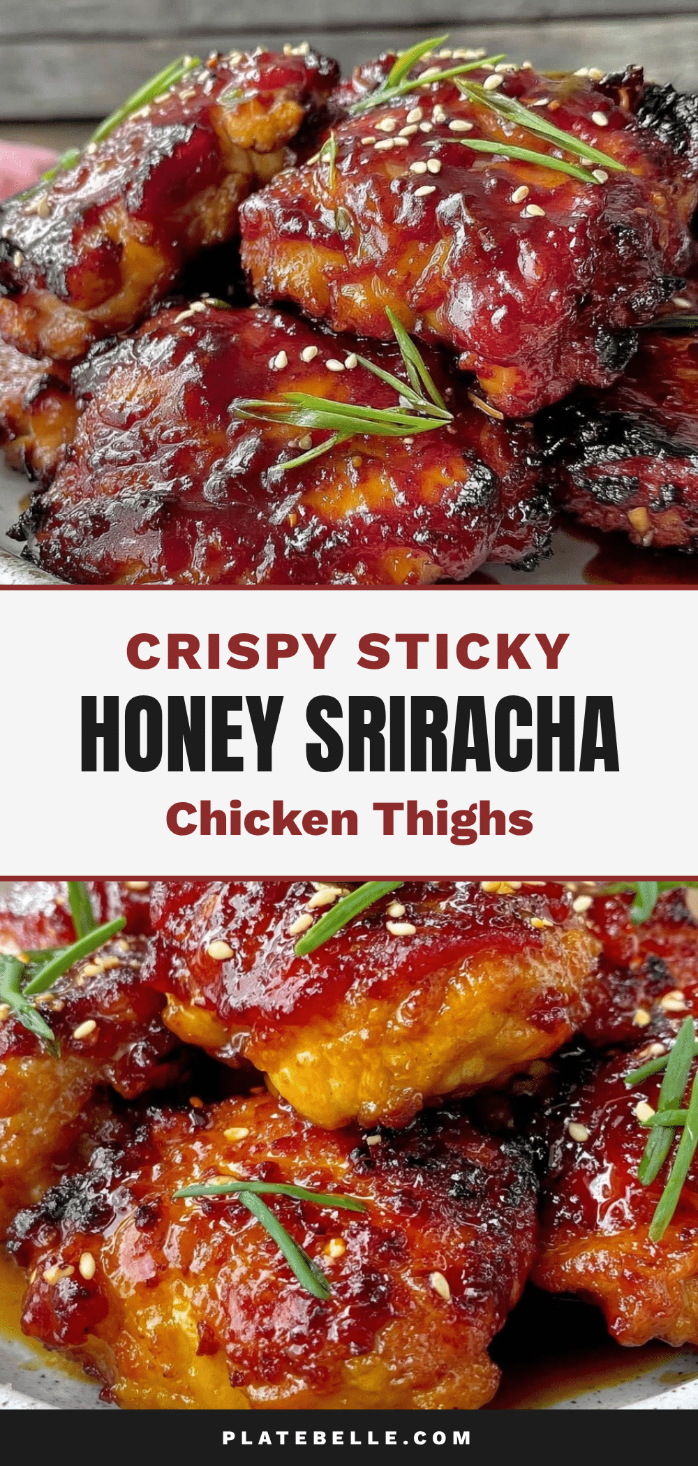 crispy sticky honey sriracha chicken thighs recipe
