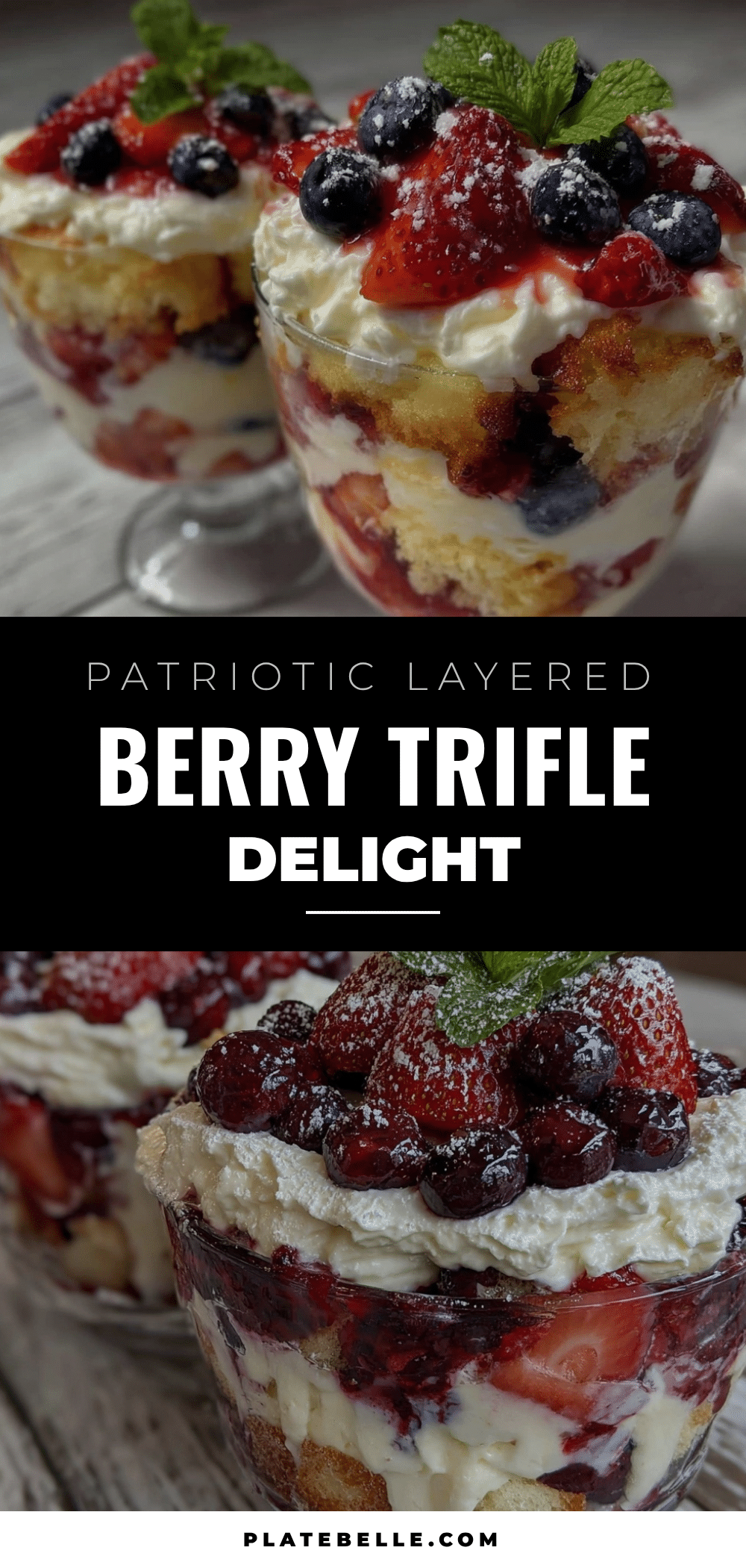 fresh layered red white blue berry trifle recipe