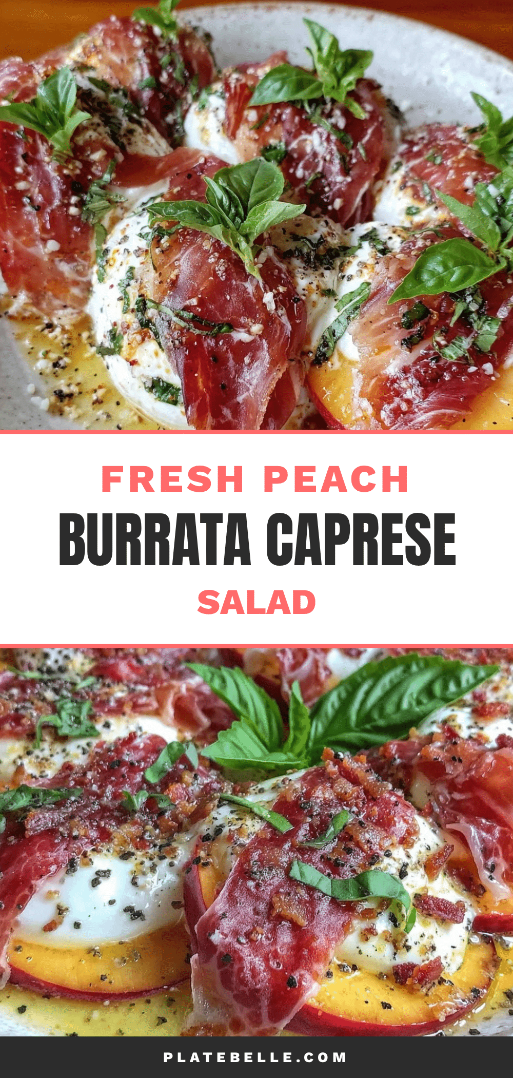 fresh peach burrata caprese salad recipe