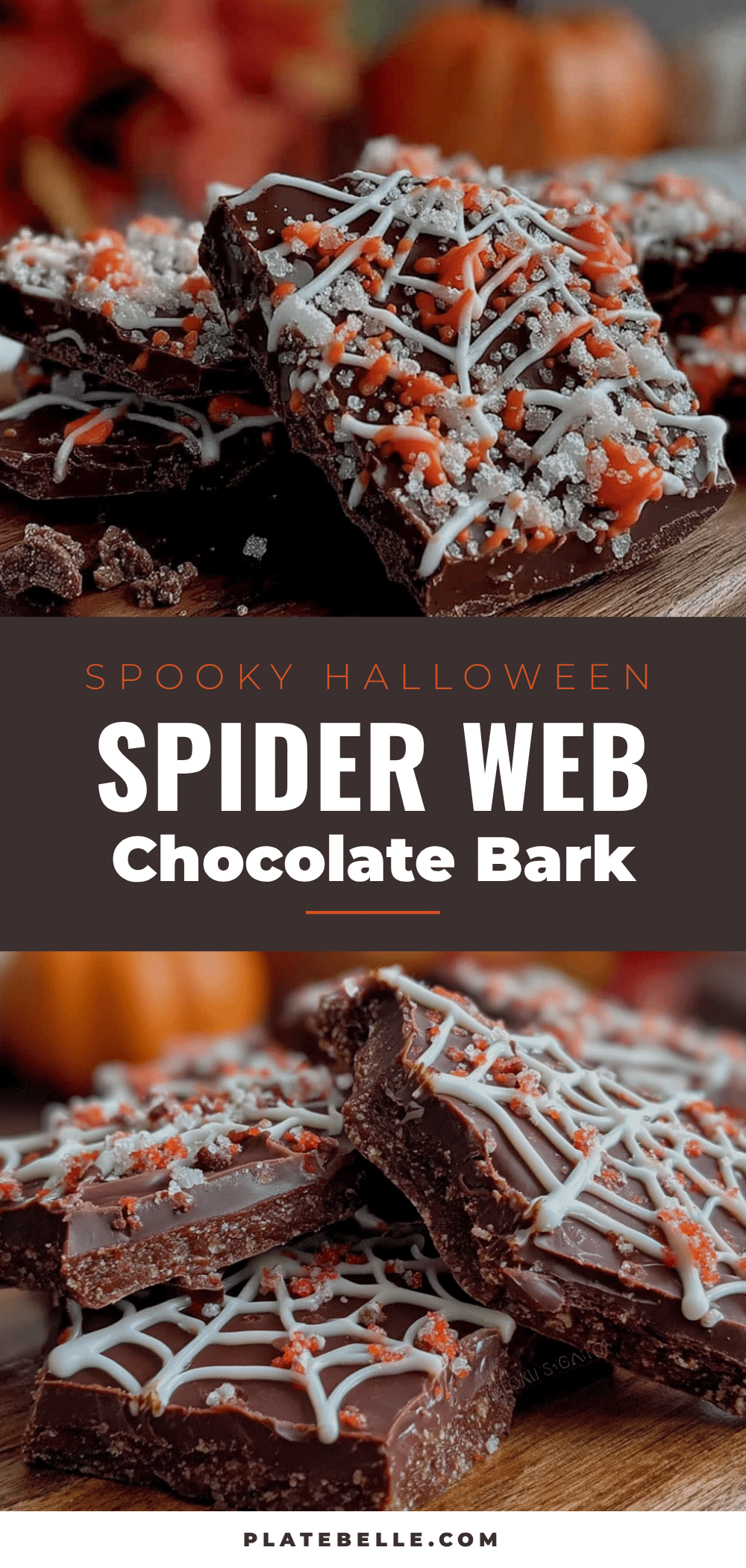 Halloween Spider Web Chocolate Bark recipe
