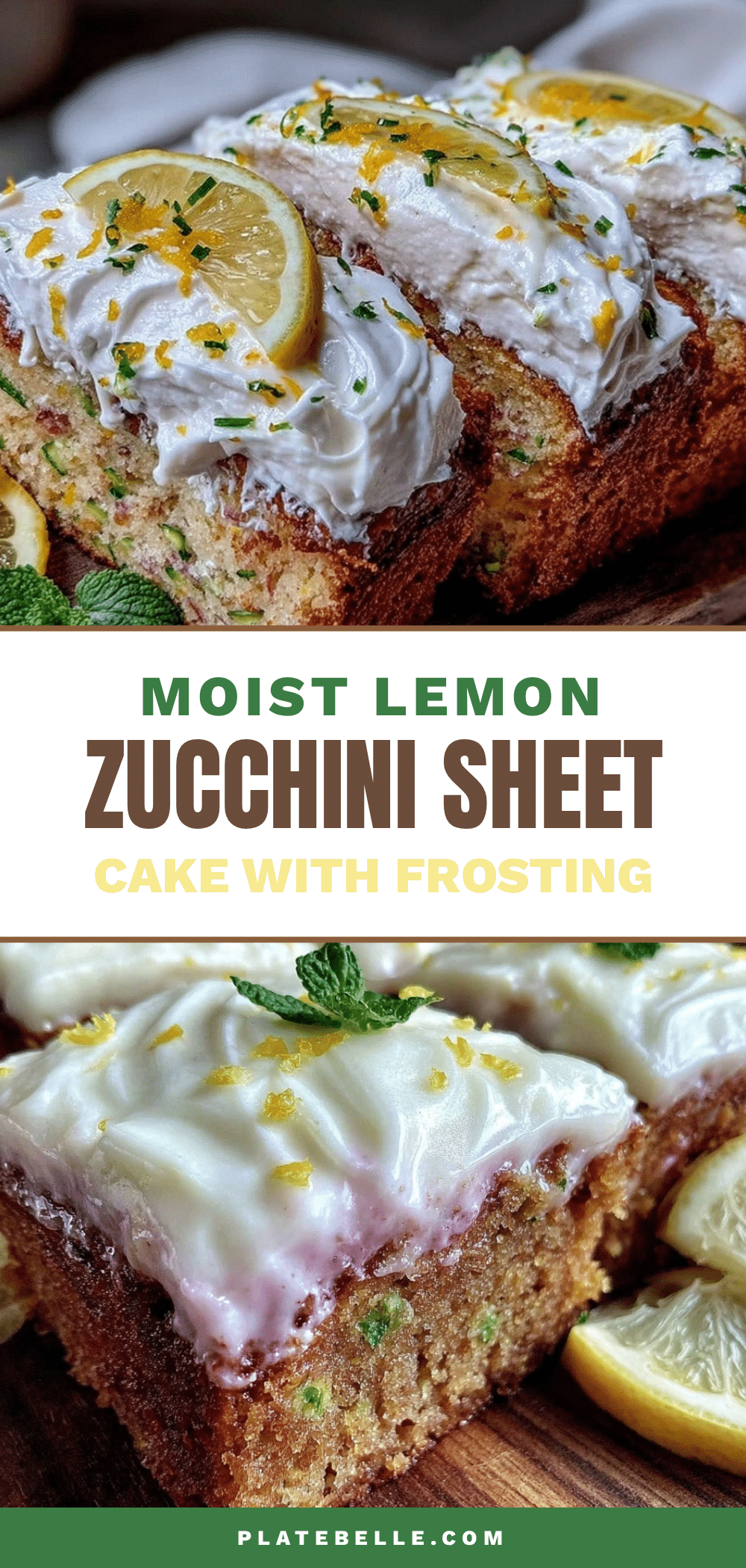 moist lemon cream cheese frosted zucchini sheet cake recipe
