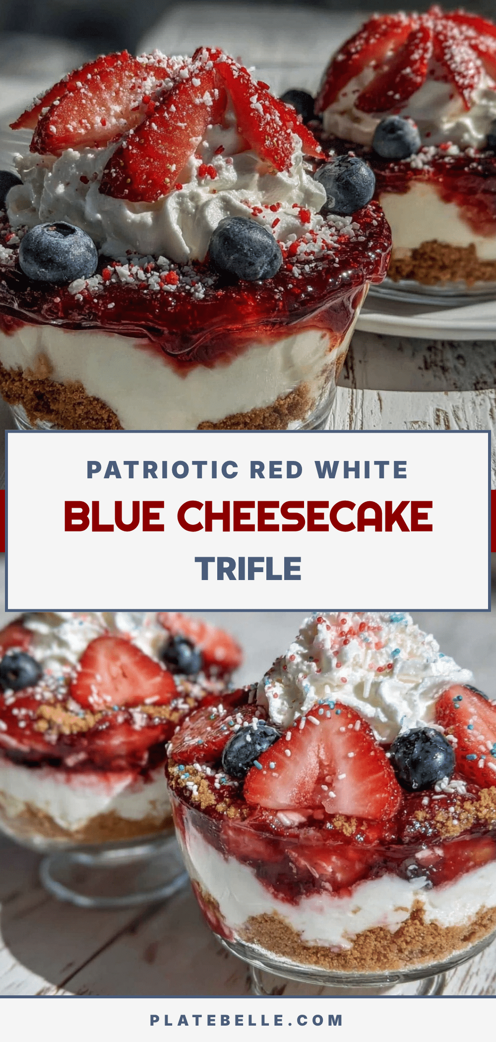 red white and blue layered cheesecake trifle recipe
