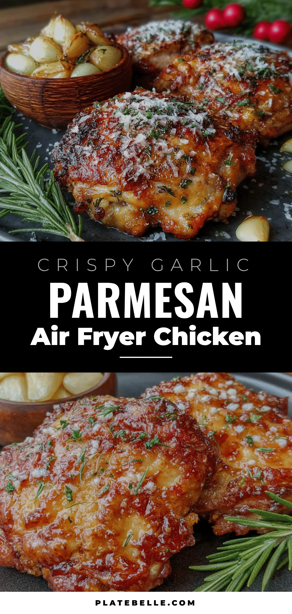 crispy air fryer chicken thighs with garlic parmesan recipe