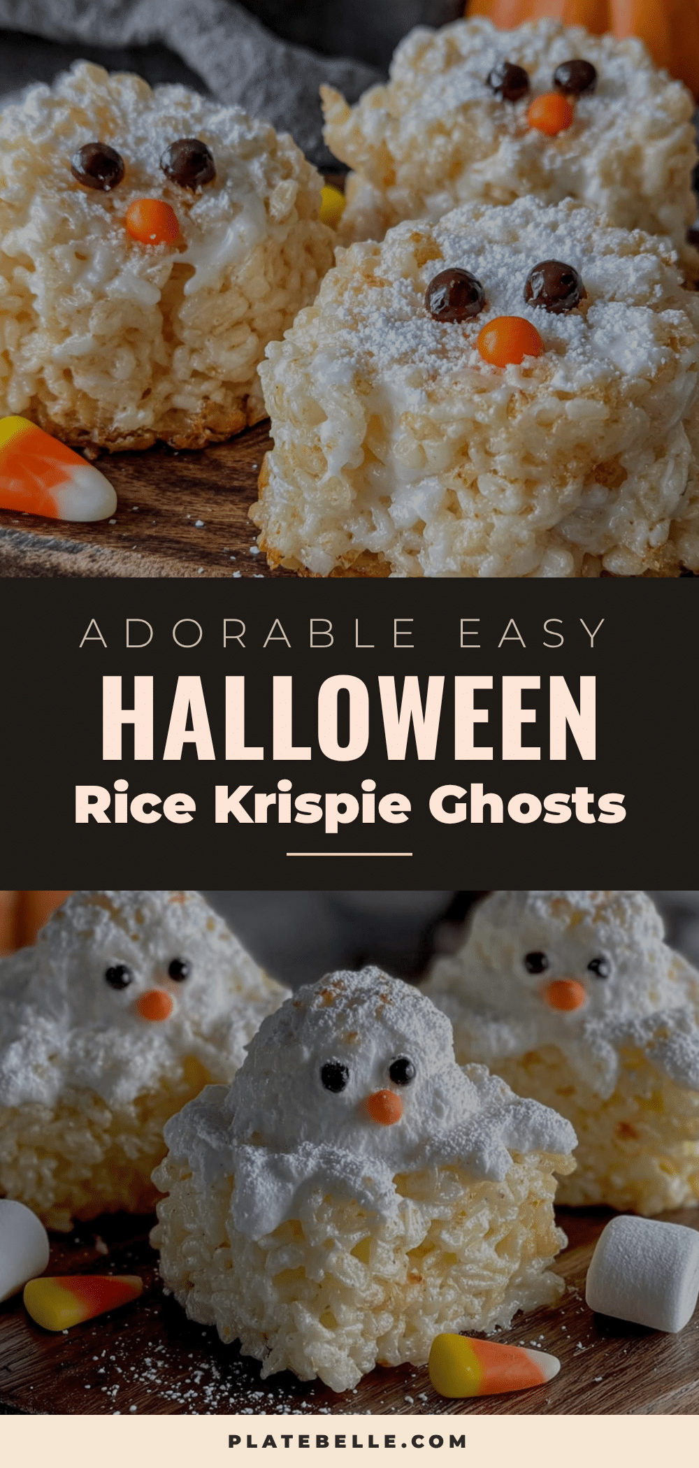 Easy Halloween Rice Krispie Treat Ghosts recipe
