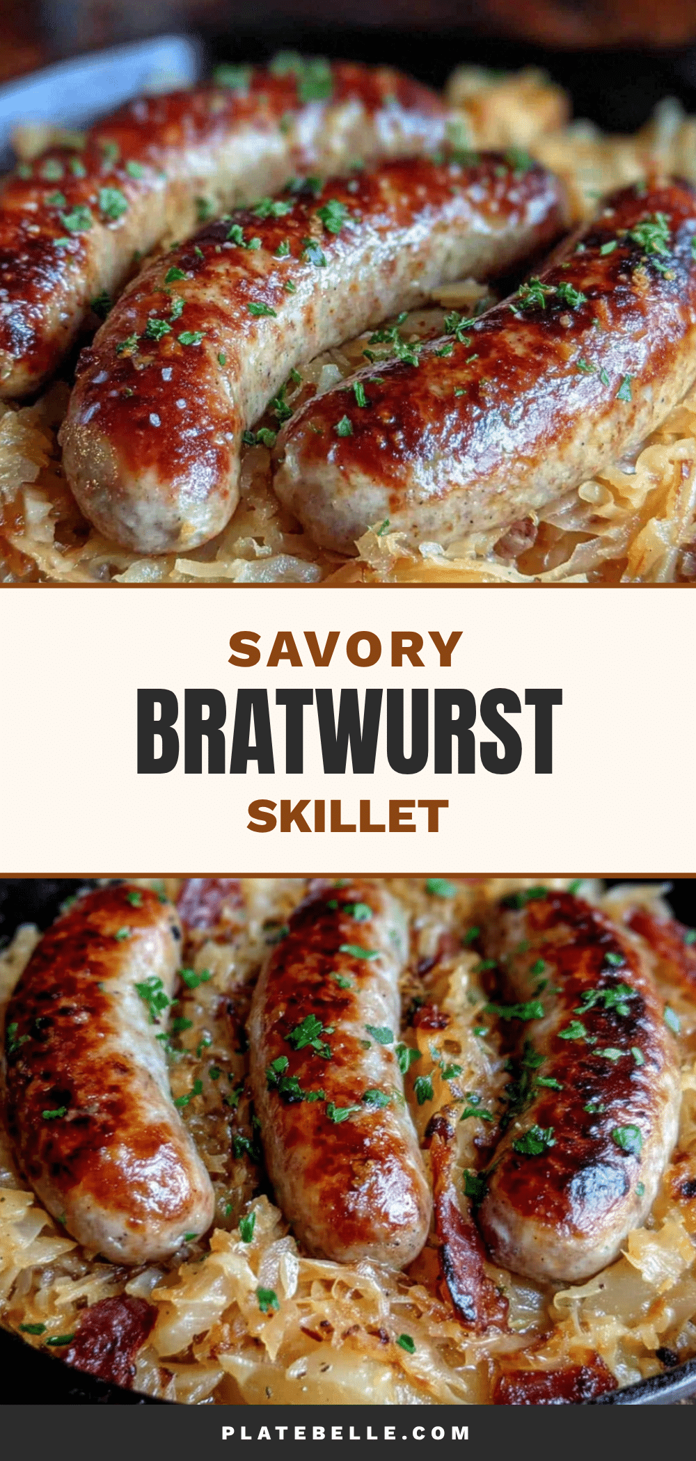 German bratwurst skillet with sauerkraut and apples recipe