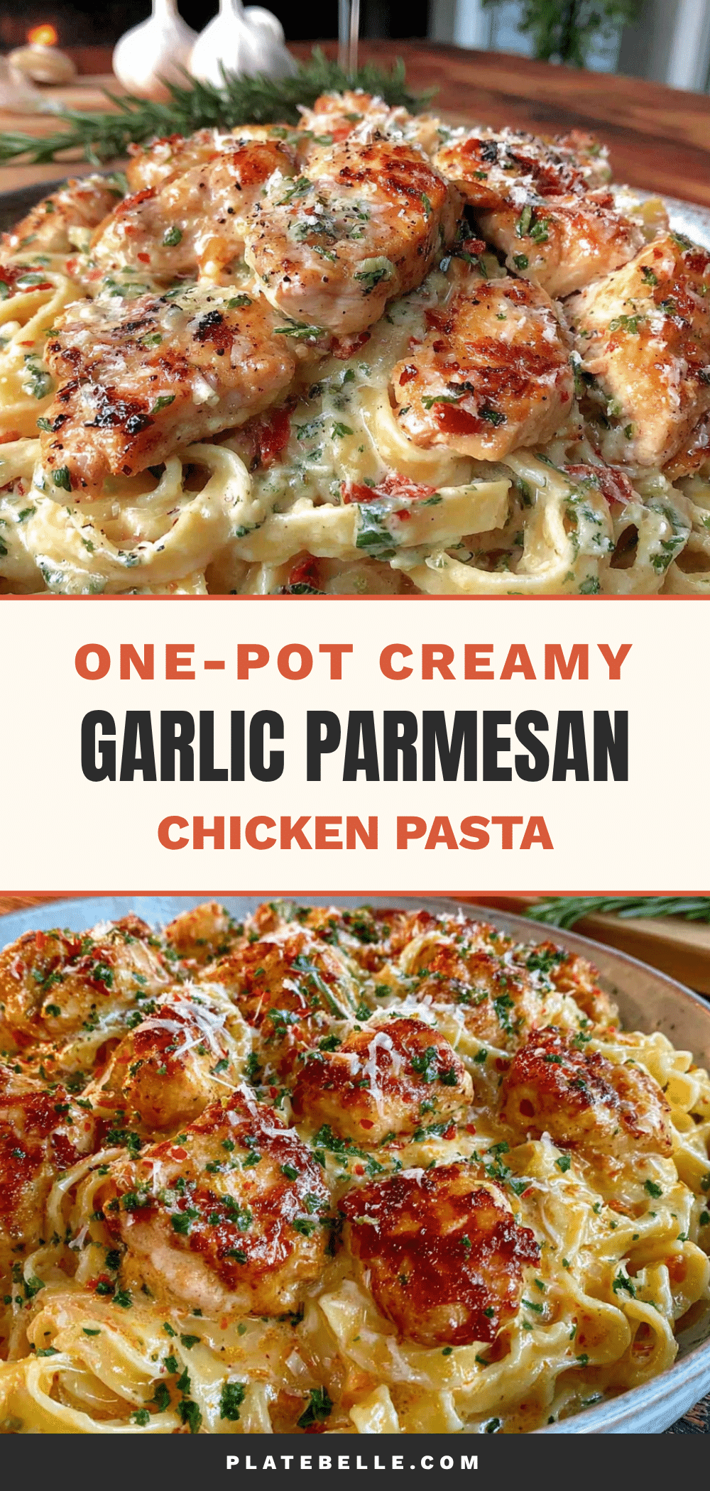 one-pot creamy garlic parmesan chicken pasta recipe