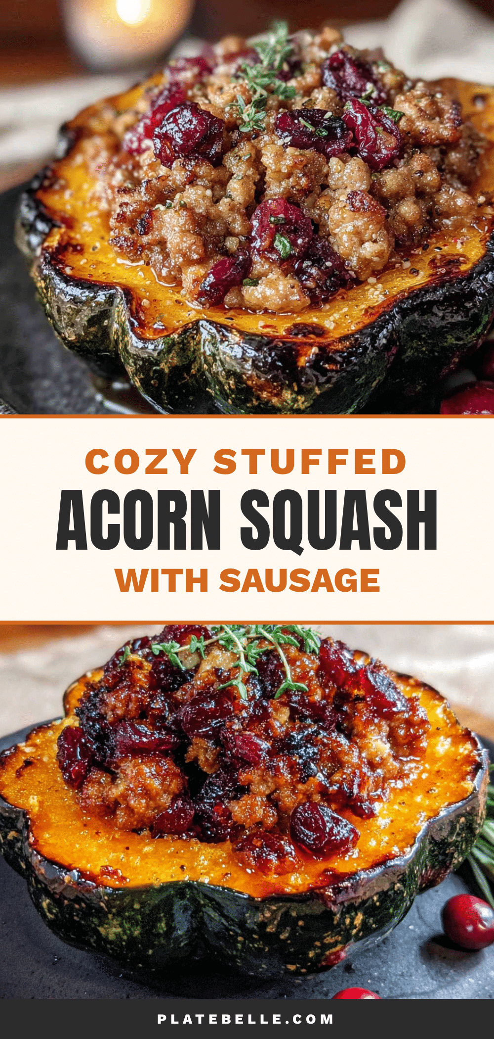 stuffed acorn squash with sausage and cranberries recipe