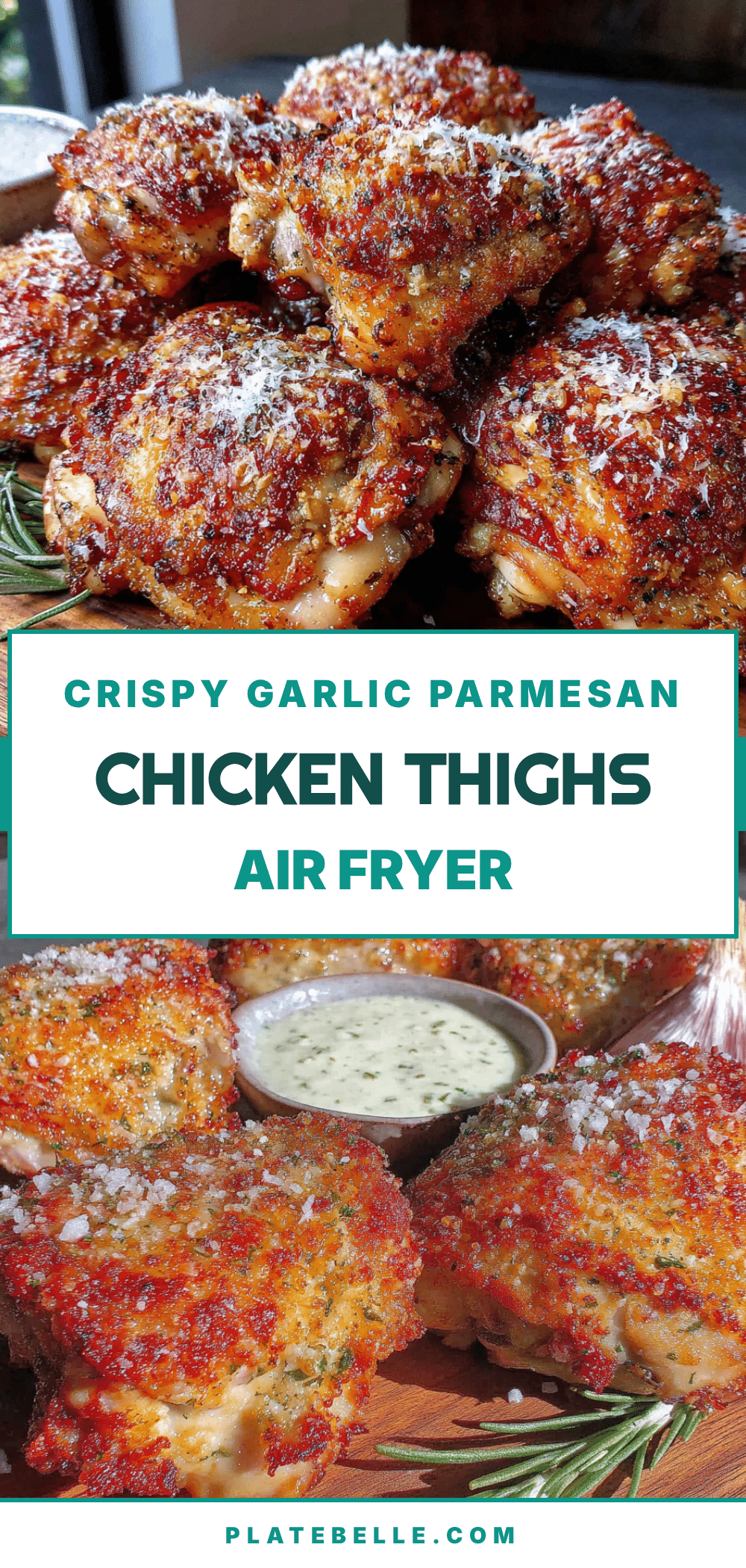 air fryer crispy garlic parmesan chicken thighs recipe