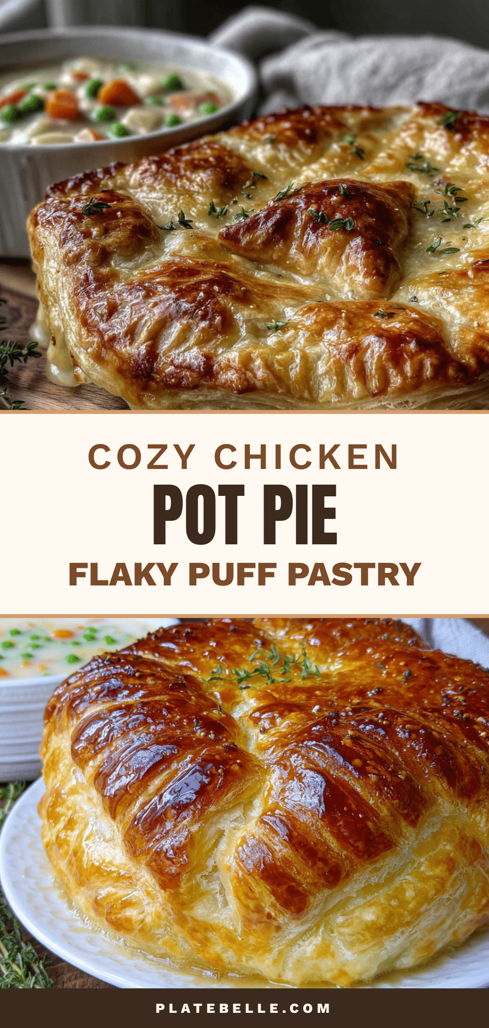 cozy chicken pot pie with flaky puff pastry recipe