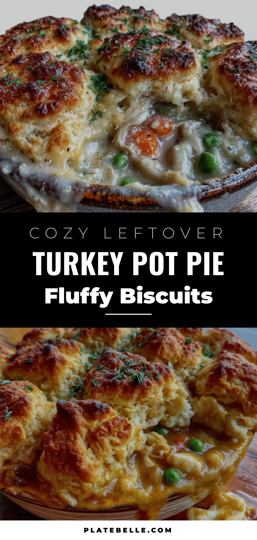 cozy leftover turkey pot pie with fluffy biscuits recipe
