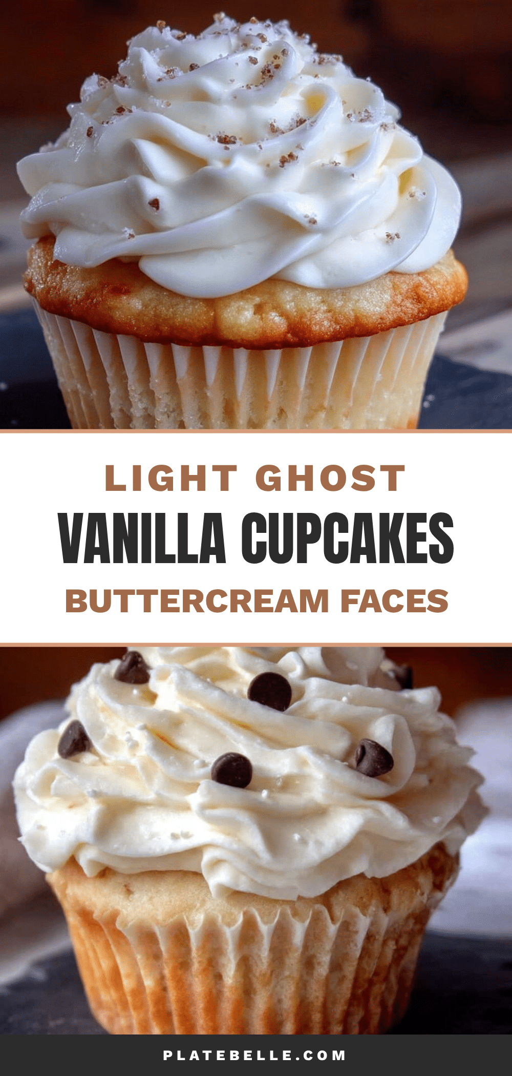 light ghost vanilla cupcakes with buttercream faces recipe