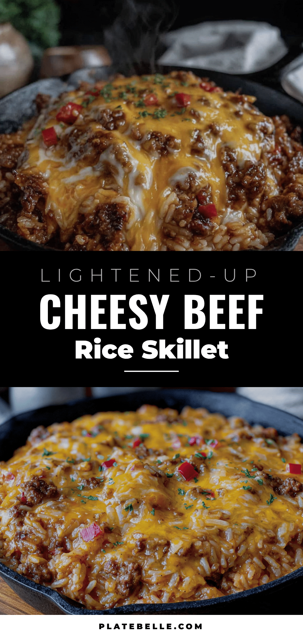 lightened-up cheesy ground beef and rice skillet recipe