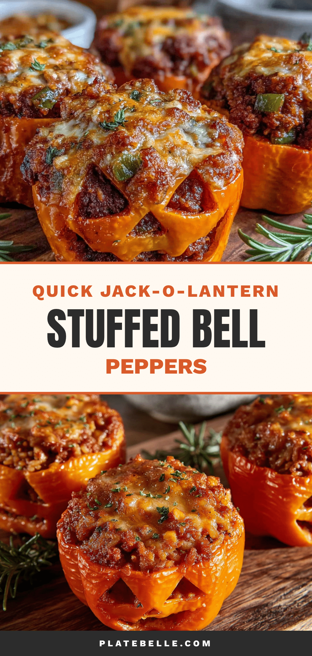 Quick Jack-o-Lantern Stuffed Peppers recipe