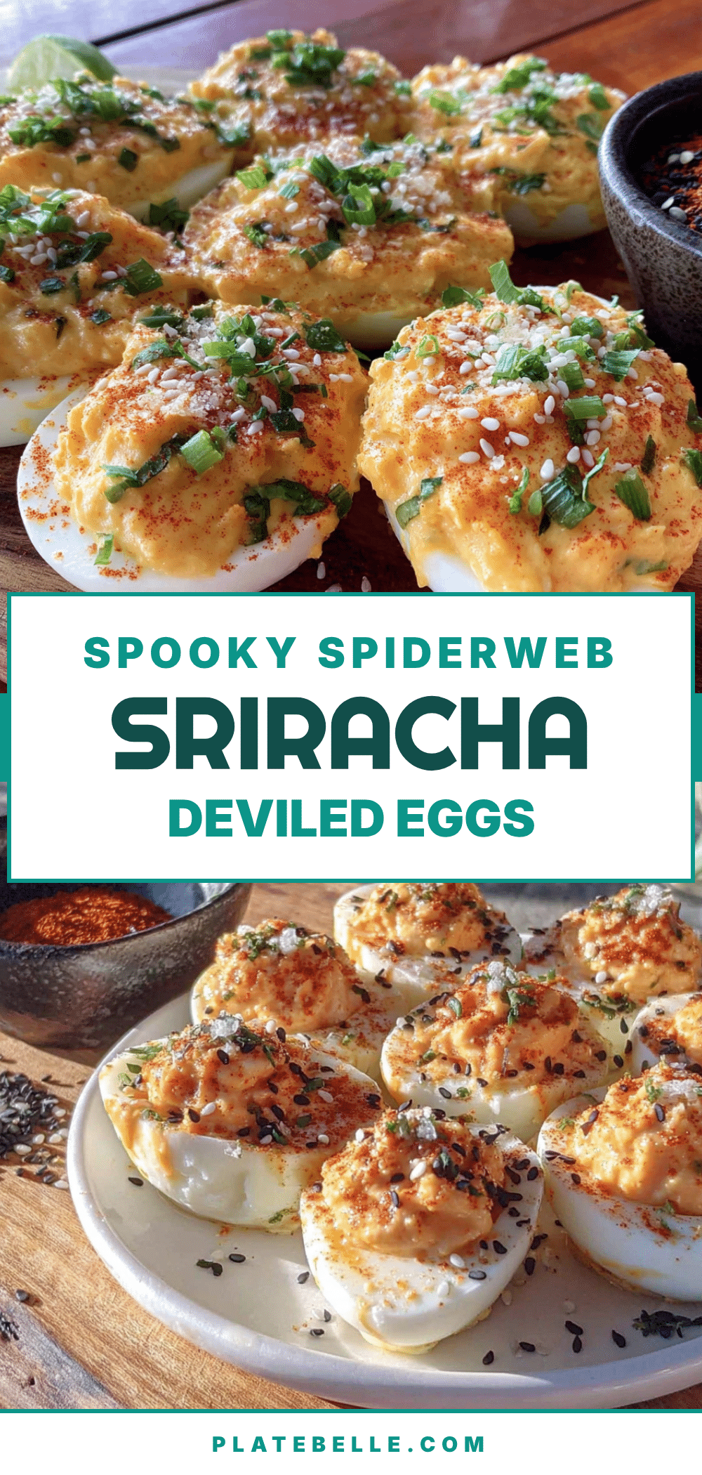 spiderweb sriracha deviled eggs recipe